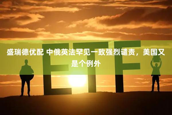 盛瑞德优配 中俄英法罕见一致强烈谴责，美国又是个例外