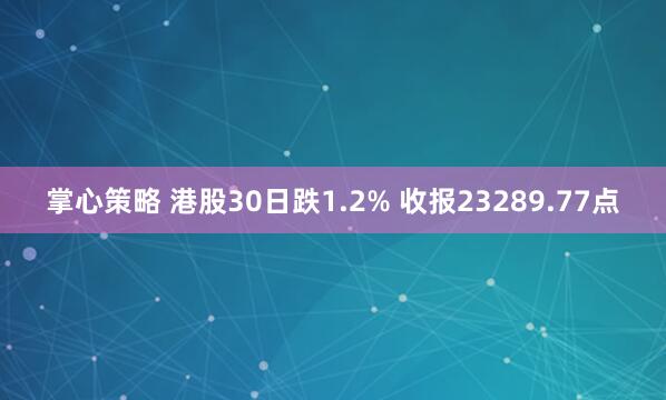 掌心策略 港股30日跌1.2% 收报23289.77点